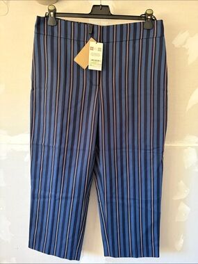 NWT Burberry Actonby Vertical Stripe Cropped Trousers size 12